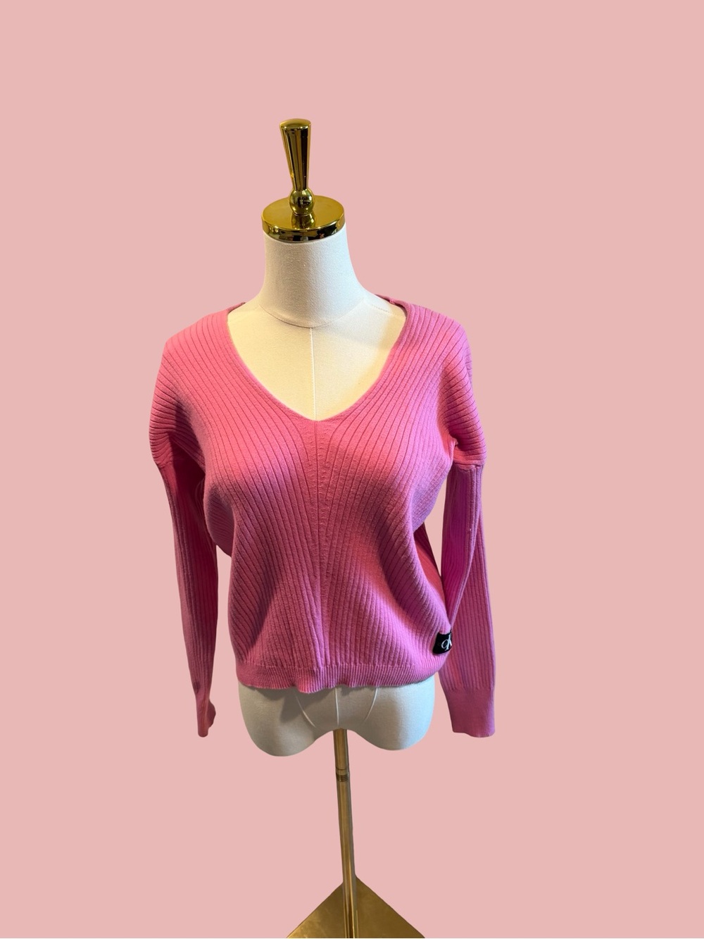 Calvin Klein Pink Ribbed V-Neck Sweater